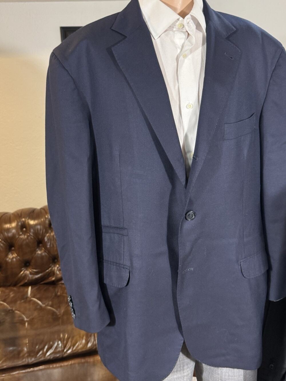 Brunello Cucinelli Navy Blue Wool Flannel Twill Blazer 56 Italy 46R Sportcoat